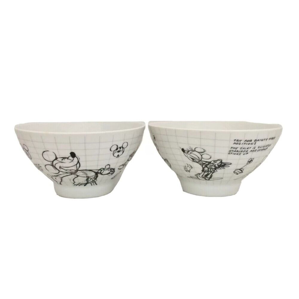 Mickey Minnie Mouse Cereal Bowls Collection 2010 Disney SKETCHBOOK Set of 2
